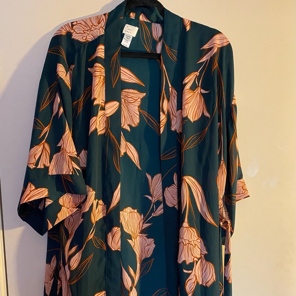 A New Day Floral Teal Robe